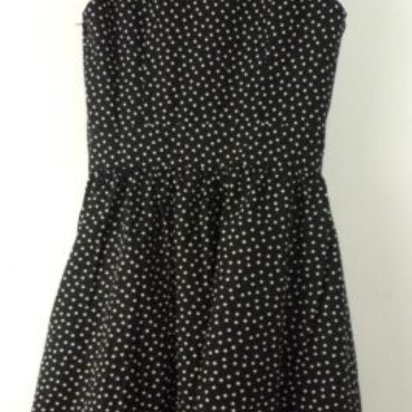 H&M Black & White Polka Dot Flower Embellishment Sleeveless Puffy Dress Size 6 - Picture 4 of 4
